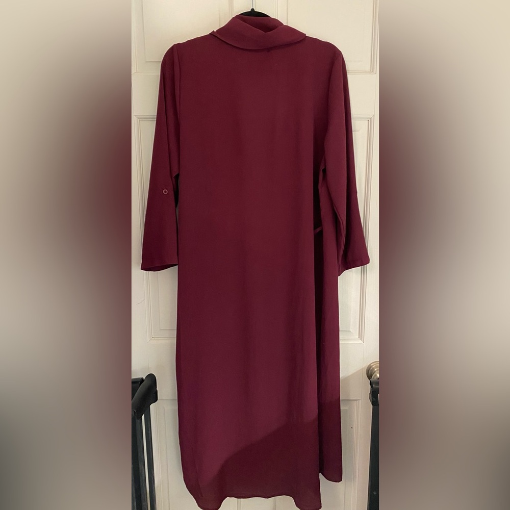 Iris Los Angeles Purple Long Open Ruffle Cardigan Swim Cover up Duster Large/L F - Picture 3 of 8